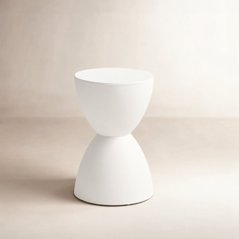 Burgess Water-Resistant Hourglass Plastic Accent Stool, White