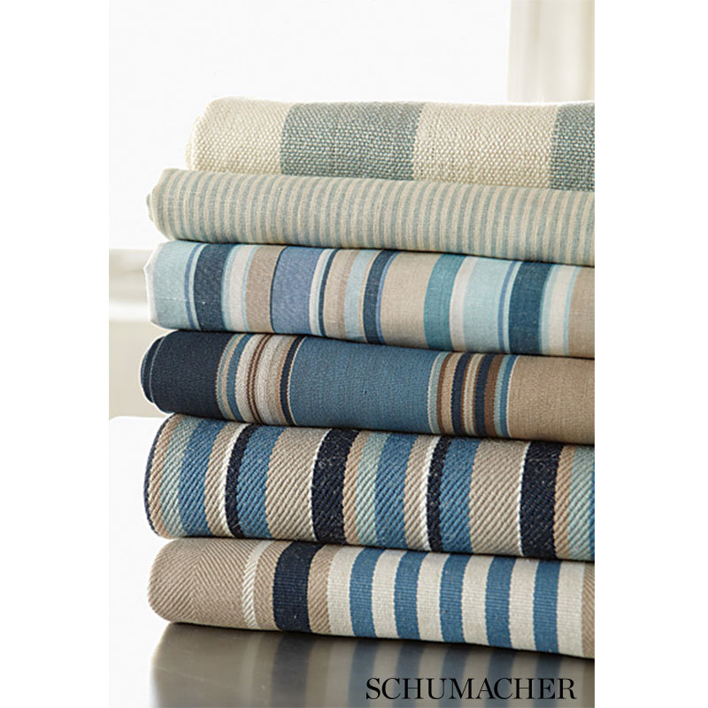 Minzer Cotton Stripe Fabric, Indigo