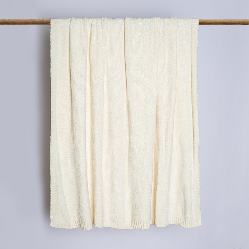 Couverture surdimensionnée en chenille Caspian, Blanc