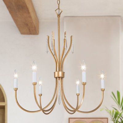 6-Light Dimmable Gold Chandelier