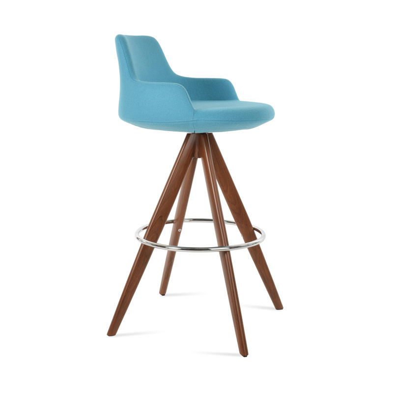 Tabouret de derviche, Turquoise, Noyer, Tabouret de comptoir (siège d'une hauteur de 24,5