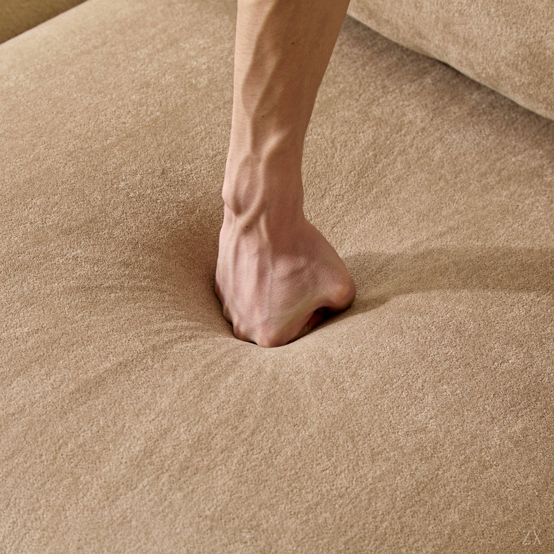 Canapé modulaire en velours avec repose-pieds 69 po 3 pièces 69 po, Velours havane, Tanné