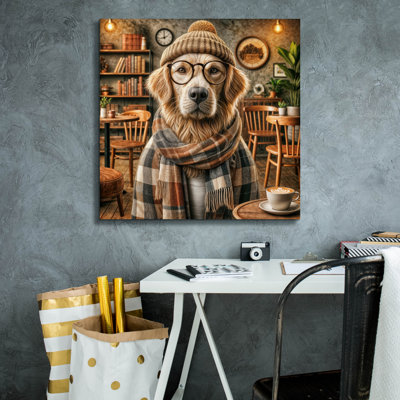  «Hipster Dog - Golden Retriever» par Rey Klimt, art mural sur toile, 26 po x 26 po