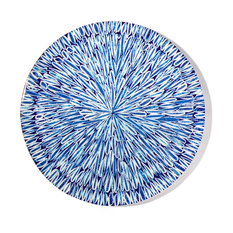 Handmade Decorative Bowl, Abstract, Blue/Cream