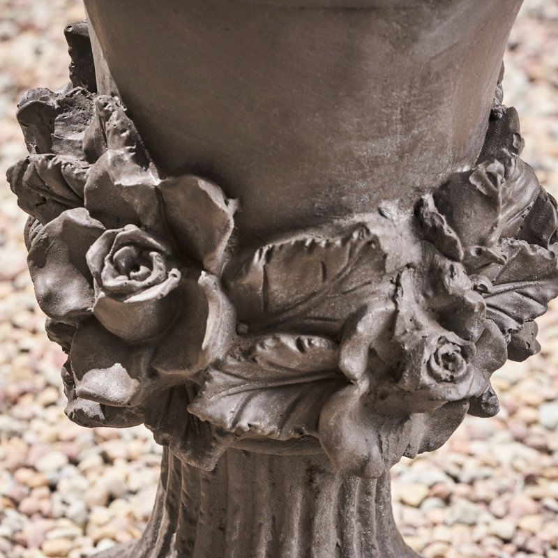 Magnesium Oxide Garden Urn Planter, Antique Gray, 11.44"X11.44"X19.77", , For Indoor & Outdoor Plants - Flowers, Herbs, Succulents, Vegetables Planter Gray Finish, Weather Water , Ideal Different