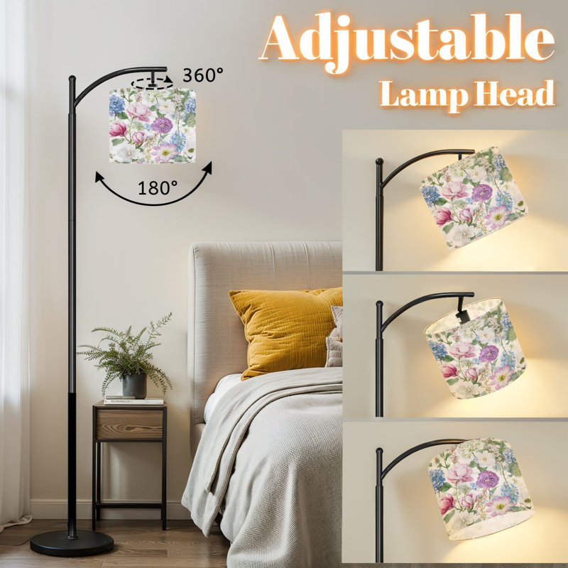 Lampe sur pied à arc avec abat-jour réglable Floral Garden
