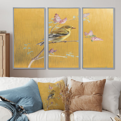 " Bird On Blossoms III " 3 - Pieces