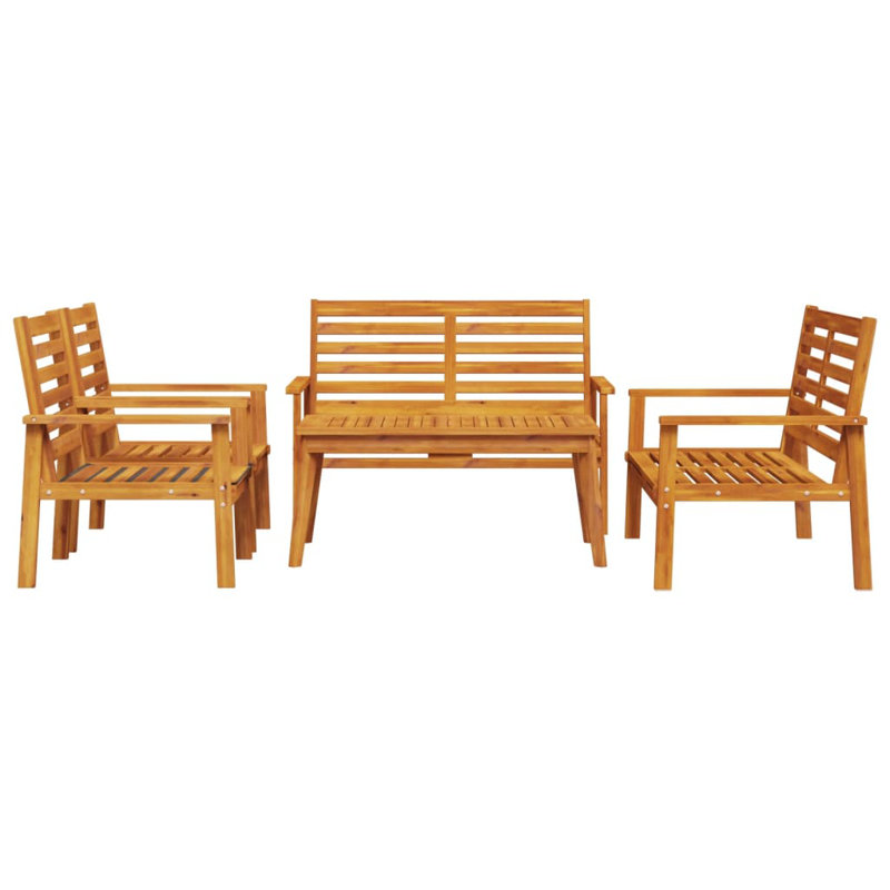 Brayden Studio 5 Piece Garden Lounge Set Solid Wood Acacia