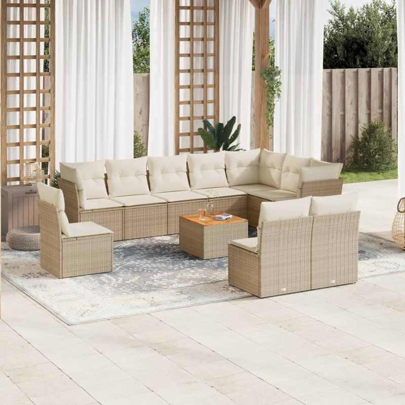 Ensemble de canapé de jardin Vidaxl Beige, brun, crème
