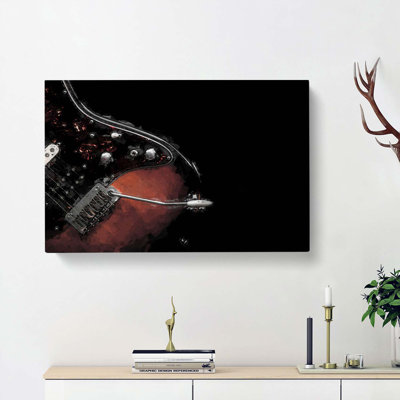 Electric Guitar in the Shadows in Abstract - Wrapped Canvas