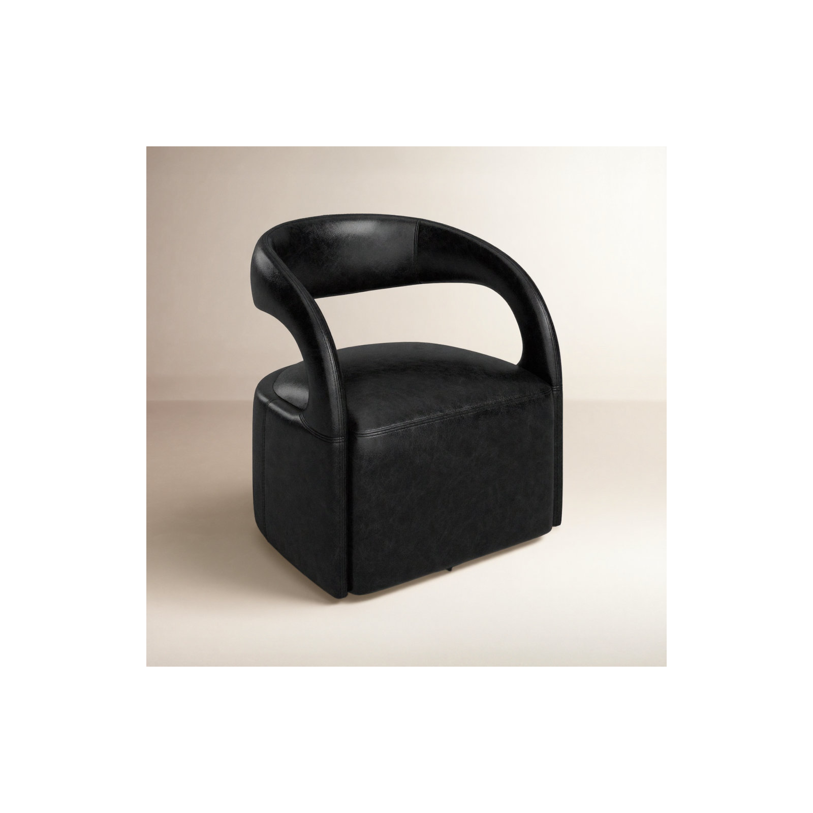 Finton Upholstered Swivel Armchair, Sonoma Black Genuine Leather