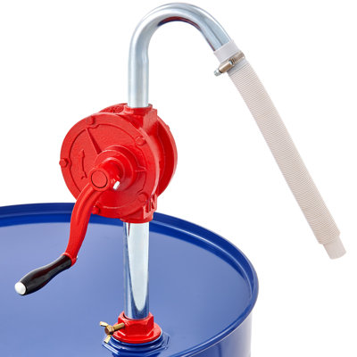 Drum Pump, 5 GPM Flow, Rotary Barrel Pump Hand Crank, Fits 5 to 55 Gallon Drums with 3-Section Suction Tube Assembly and Hose, Designed to Transfer Fuel, Engine Oil, Diesel, Kerosene, Cast Iron