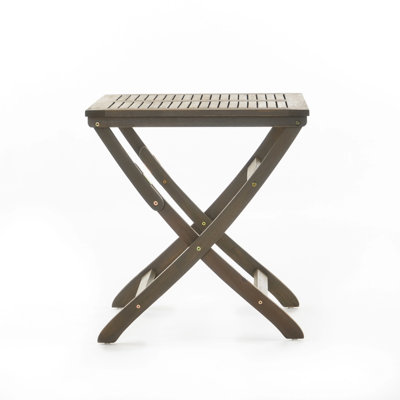 Grey Folding Wood Table 25", Remarkable For Patio, With Slat Improvement And Foot Pads 25" Patio Table, Grey, Glad Design