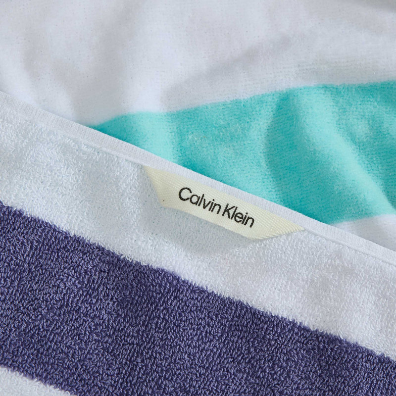 Ensemble de serviettes de plage 2 pièces Calvin Klein, Pop couleur rayée bleu