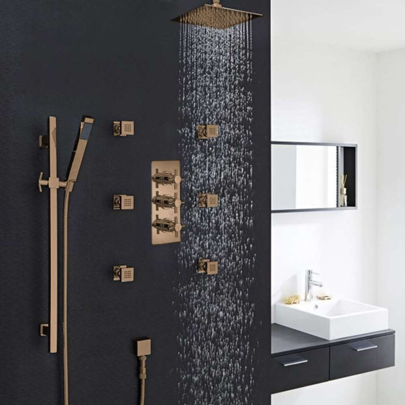 Fontana Reno Ceiling Mount Shower Head Set with 6 Body Massage Shower Jets