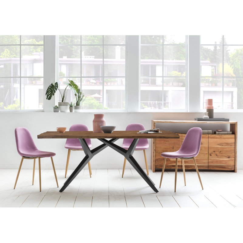Buckhead Teak Rectangular Wood Top Dining Table with Steel Base, H73.5 x L240 x W100cm, Black