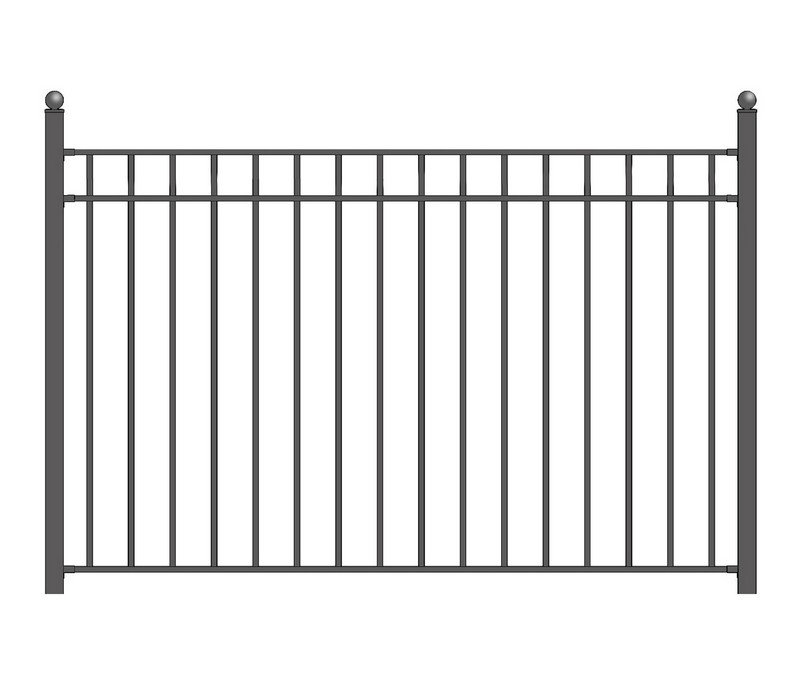 Madrid Style Black Steel 8' x 5' Ornamental Fence Panel