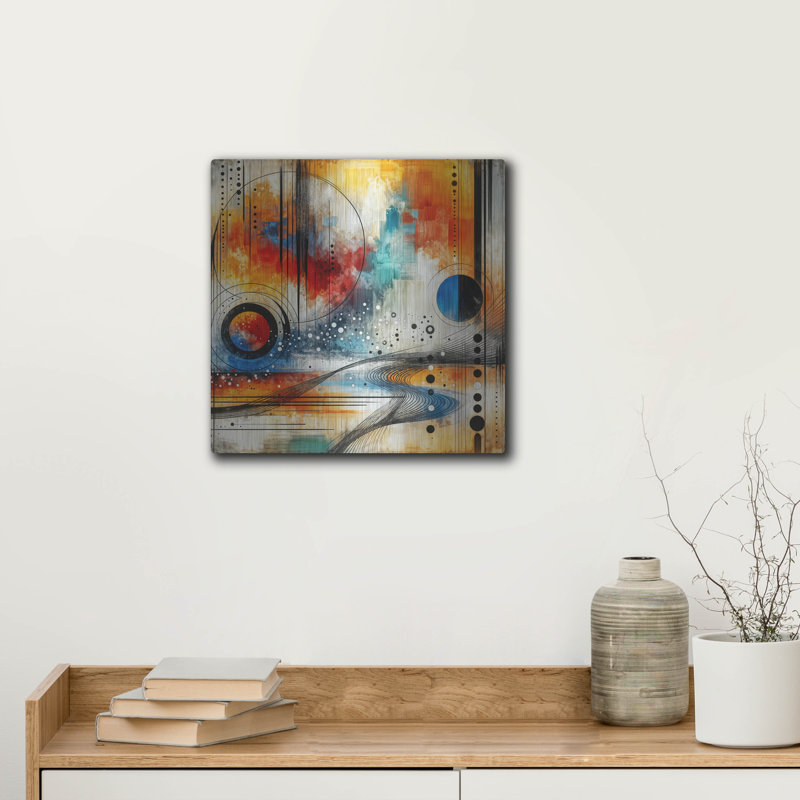  «Circles Abstract 4» par Rey Klimt, art mural en métal, H 12 po x l 12 po