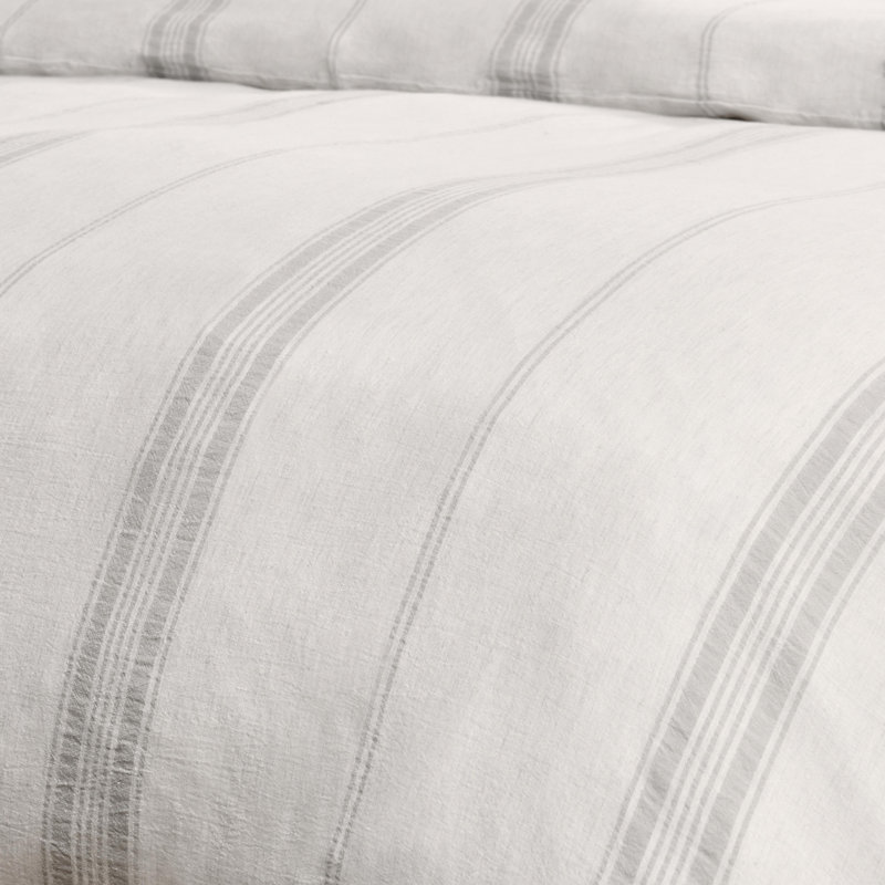 Jayson Linen Duvet Cover Set, Gray, King