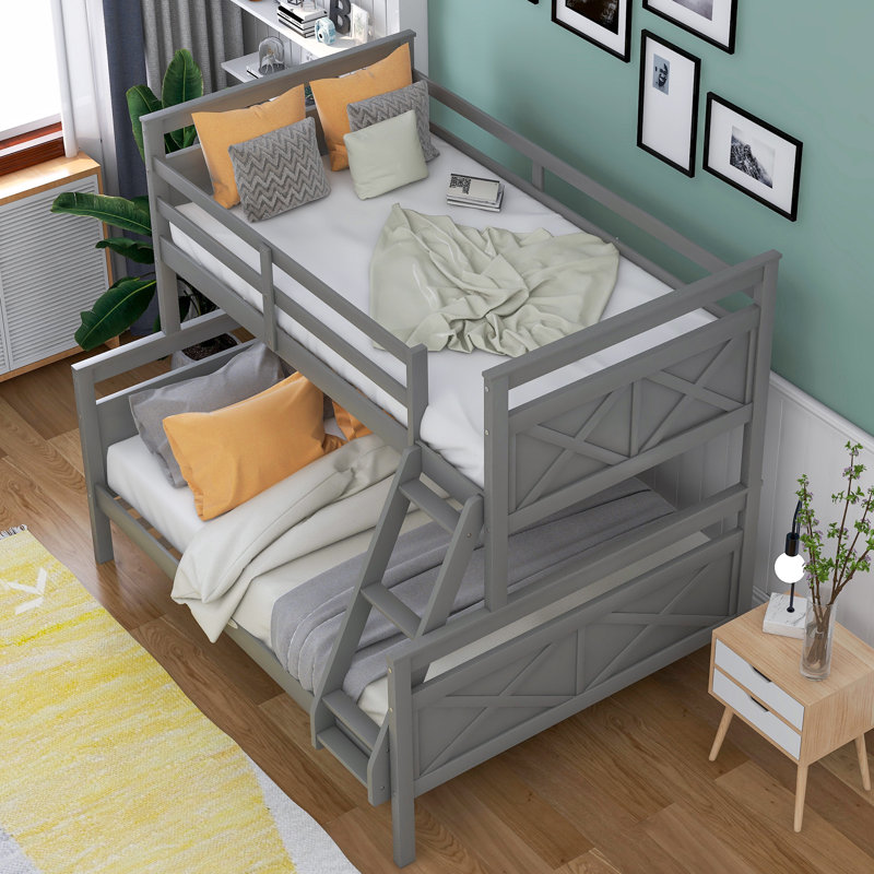 Jaedan Kids Twin Over Full Bunk Bed, Gray