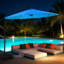 Parasol de terrasse solaire à DEL 10 pi avec base, parasol extérieur en porte-à-faux décalé-269160969