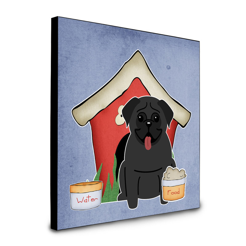 Panneau mural d’art collection dog house Scarvinia, Pug noir