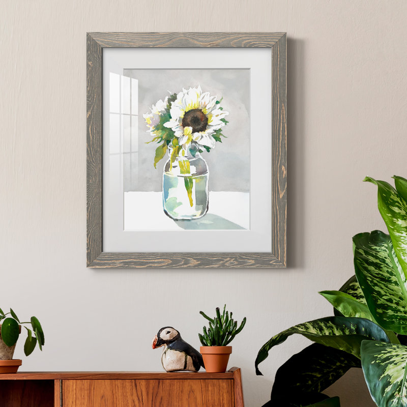 Tournesol I - reproduction de cadre photo sur papier, H 24 po x l 18 po x P 1,5 po, gris