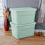 Sterilite 30 Gal Latch Tote with Handle for Home Storage, Mindful Mint (12 Pack)