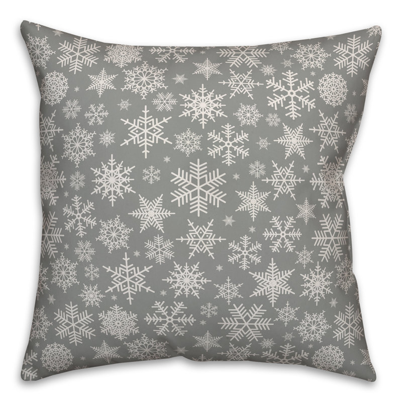  Housse de coussin Snowflake, Argent, 20 po x 20 po, Polyester/ Bourre en polyester