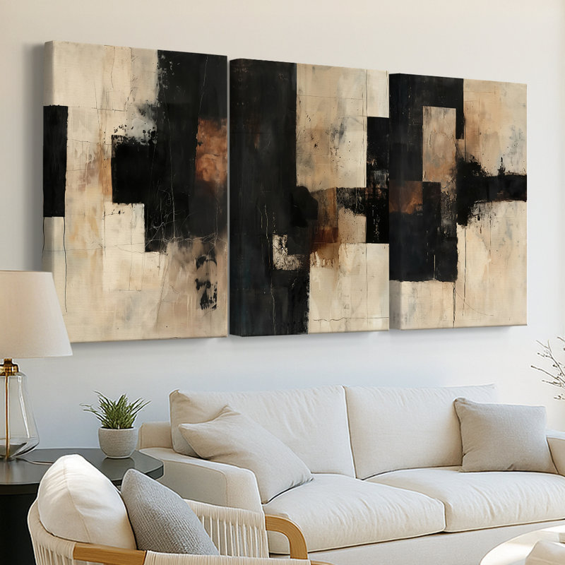ABSTRACT Series CECLXI - Toile tendue sur mesure - 3 pièces, H 36 po x l 72 po