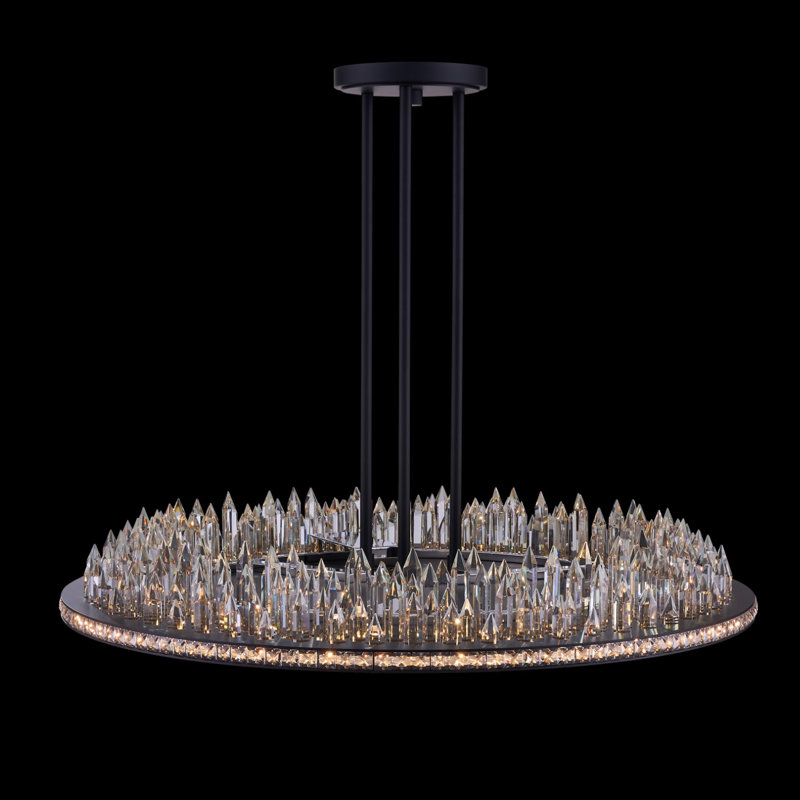 36-Inch Matte Black Crystal LED Pendant Light