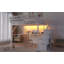 Grand lit mezzanine en métal avec bureau, station de charge et escalier, idéal pour les enfants et les adolescents, peu encombrant et fonctionnel (sans matelas)-132915872