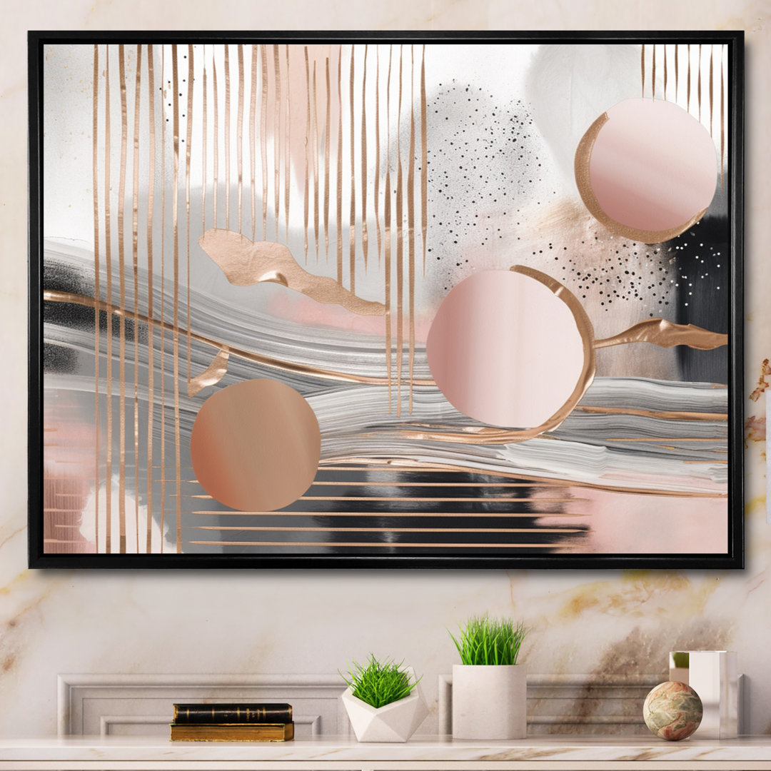 Pink Rosegold Circle Chaos IV - Abstract Modern Shapes Transitional Wall Art Mercer41 Overall 