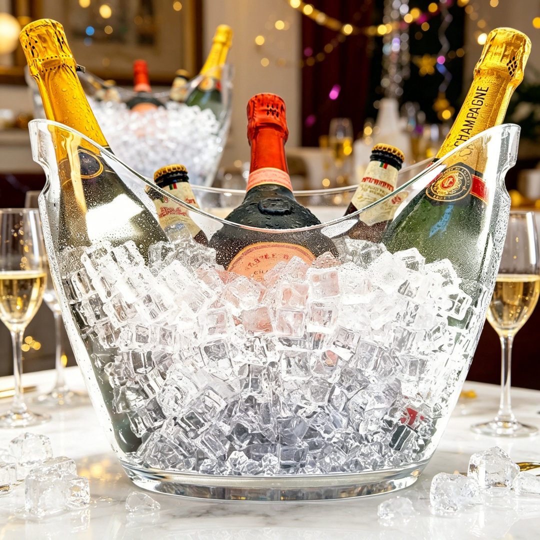 8L Premium Thick Acrylic Plastic Drinks Cooler Bucket, Transparent Ice Chiller Tub for Serving Champagne, Wine & Beer at Home Parties & Indoor Bars