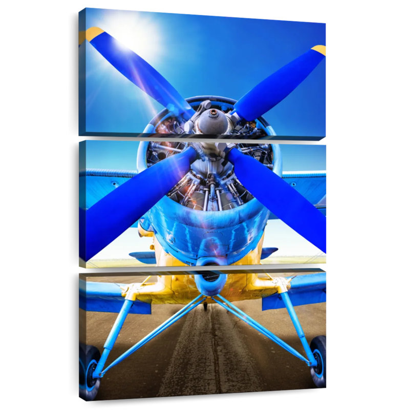 Mehar Blue Propeller Plane, 65" H x 42" W
