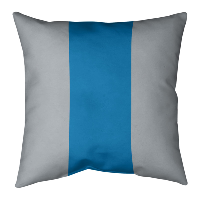 Housse de coussin, Argent / Bleu, 18 po x 18 po, Faux lin