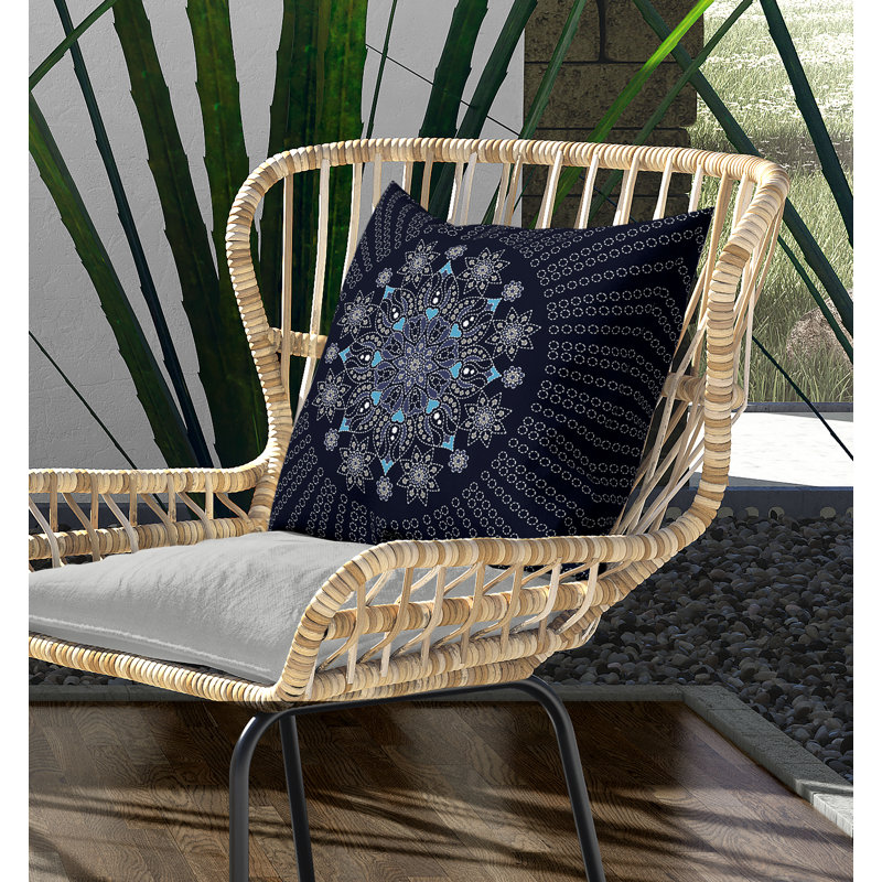Coussin Wisteria, H 18 po x l 18 po, Bleu / Gris