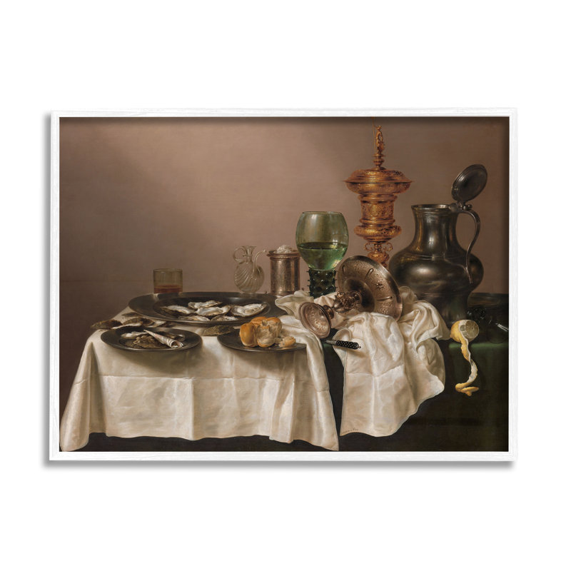 «Still Life with Gilt Cup» par Claude One Classic, peinture sur cadre flottant, H 24 po x l 30 po x P 1,5 po, Blanc