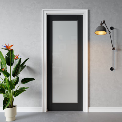 Porte coulissante en verre givré 6-Lite avec ensemble de quincaillerie