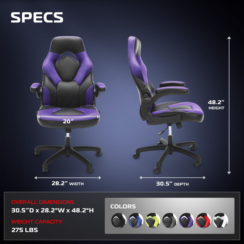 RESPAWN 3085 Ergonomic Gaming Chair for Adults, High Back Office Chair with Headrest and Flip Up Arms, Leather Racing Style Gaming Seat with Lumbar Support, Video Game Computer Desk Seat