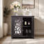 Élégant buffet avec 2 portes en miroir en acrylique Buffet et rangement avec rangement, armoire décorative creuse en stratifié brun et support en panneau de fibres à densité moyenne, tablette spacieuse réglable, salon, cuisine