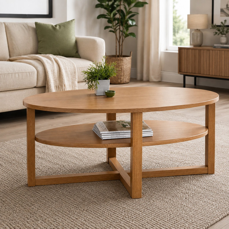 Stewart Cross Legs Coffee Table with Storage