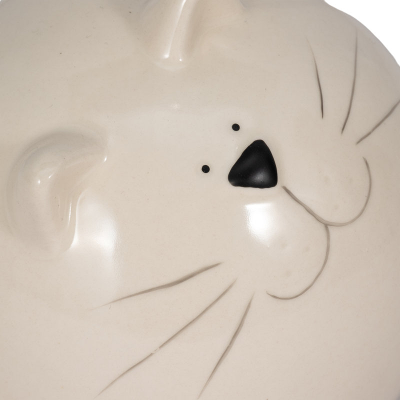 Orbe de chaton en grès de 5 pouces Sagebrook Home - blanc
