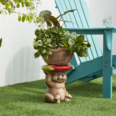 Trinx MGO Novelty Bear Garden Stool or Planter Stand Wayfair