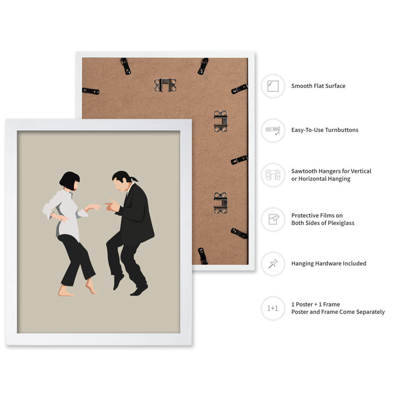 Pulp Fiction Twist Dance No2, 08"H x 10"W, Poster, White Framed