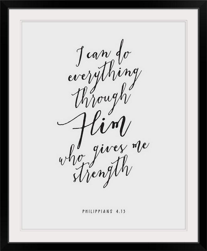 « philippians 4:13-scripture art », art textuel, H 28 po x l 24 po x P 1 po, Cadre noir