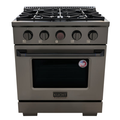 30 po 4,2 pieds cubes Pi. Cuisinière à 4 brûleurs à gaz double en acier inoxydable foncé avec thermostat à cadran numérique Horus