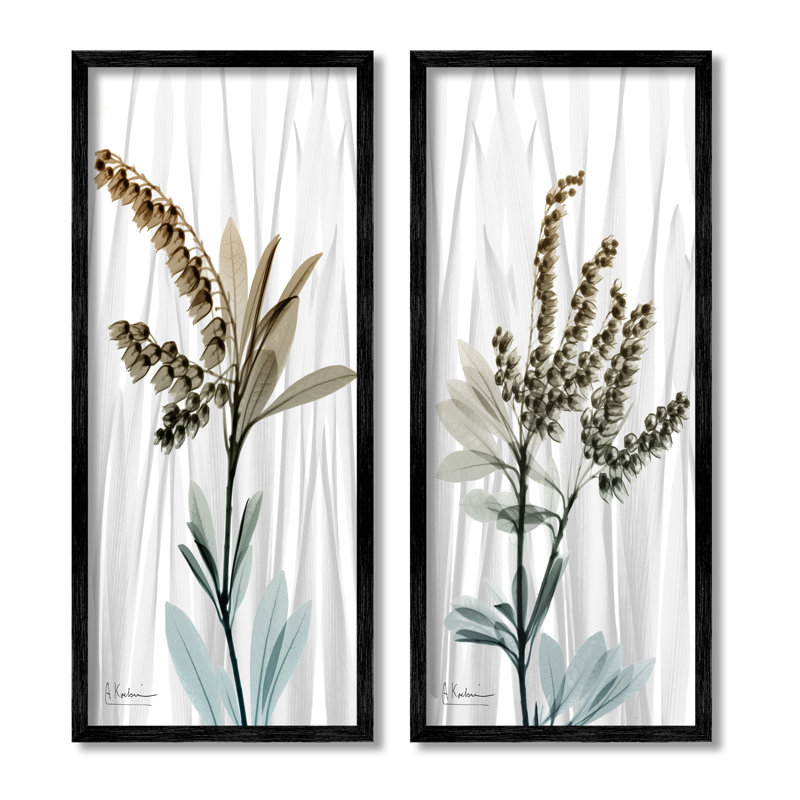 «Modern Snowdrops Flowers», 2 pièces par Albert Koetsier, H 24 po x l 10 po x P 1,5 po, Giclée encadrée noir minuit