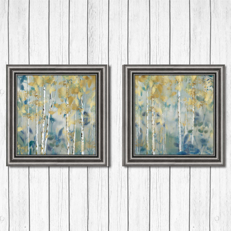 "Or Forest II" par Nan-ensemble de 2 reproductions d’art encadrées sur papier