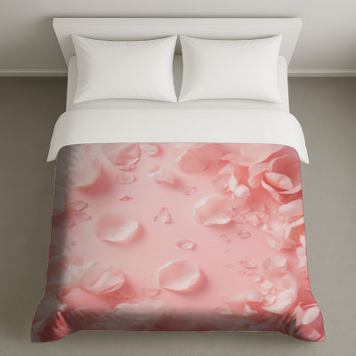 Housses de couette à pétales de rose roses
